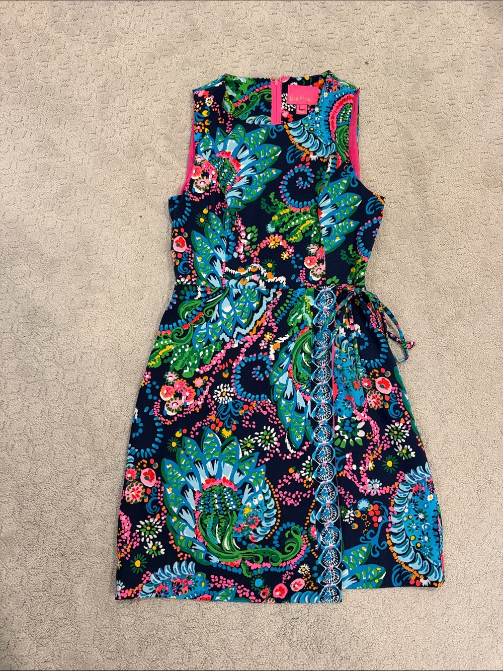 Lilly Pulitzer Size 2 Sleeveless Floral Paisley Print Dress - Navy & Multi